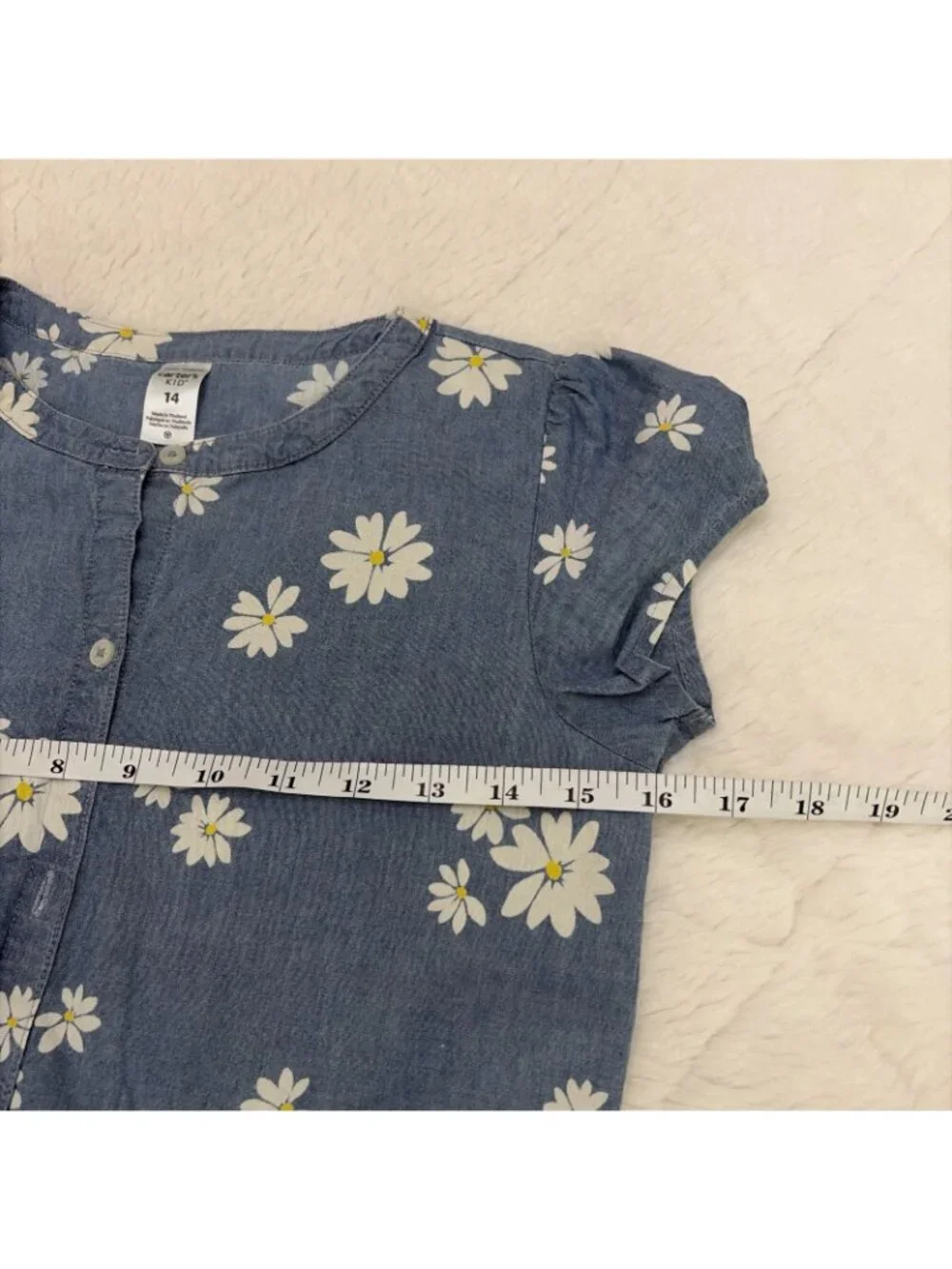 Carters Kid 14 Blue Chambray Floral Dress Sundress Boho Priarie